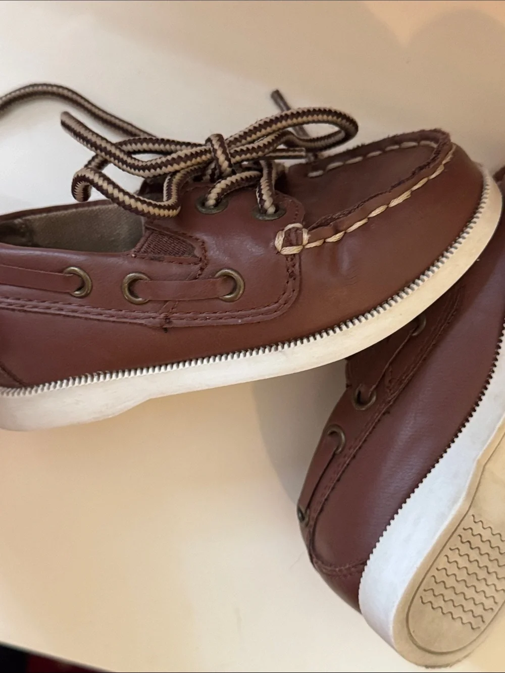Cherokee Kids Brown Moccasin Boat Shoes with Contrast Laces